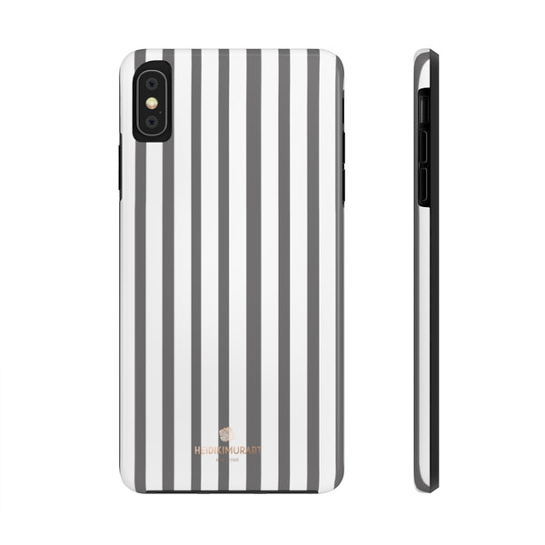 Grey Striped iPhone Case, Designer Case Mate Tough Samsung Galaxy Phone Cases-Phone Case-Printify-iPhone XS MAX-Heidi Kimura Art LLC