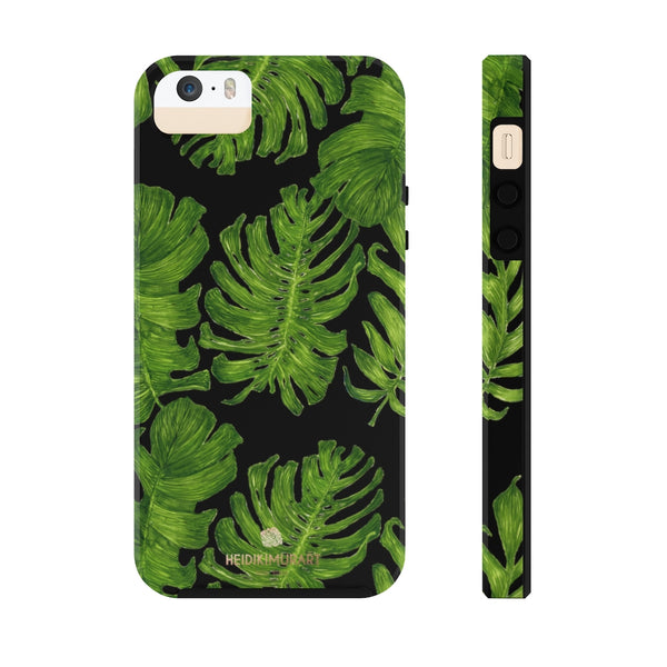 Black Tropical Leaf iPhone Case, Case Mate Tough Samsung Galaxy Phone Cases-Phone Case-Printify-iPhone 5/5s/5se Tough-Heidi Kimura Art LLC