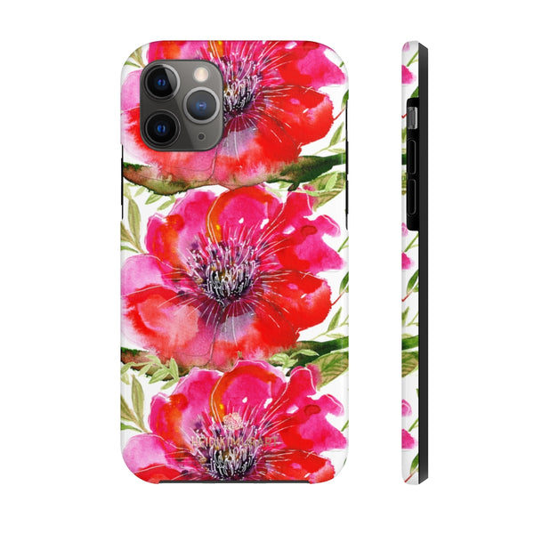 Bright Red Hibiscus Phone Case, Flower Floral Case Mate Tough Phone Cases-Made in USA - Heidikimurart Limited 