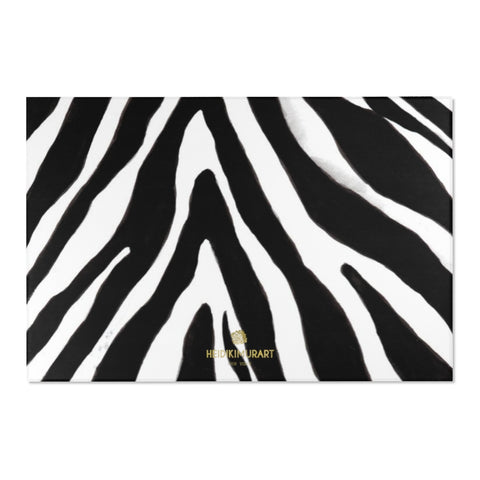 Deluxe White Black Zebra Animal Print Designer 24x36, 36x60, 48x72 inches Area Rugs-Area Rug-72" x 48"-Heidi Kimura Art LLC Deluxe Zebra Animal Print Carpet, Deluxe Premium Quality Best White Black Zebra Animal Print Designer 24x36, 36x60, 48x72 inches Indoor Soft Polyester Chenille Fabric Soft Spot Clean Only Area Rugs For Your Home or Office Spaces -Printed in the USA