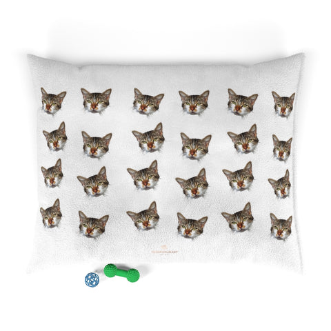 White Cat Pet Bed, Solid Color Machine-Washable Pet Pillow With Zippers-Printed in USA-Pets-Printify-50x40-Heidi Kimura Art LLC