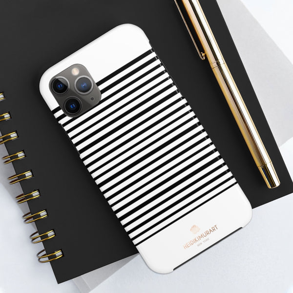Black White Striped iPhone Case, Case Mate Tough Samsung Galaxy Phone Cases-Phone Case-Printify-Heidi Kimura Art LLC