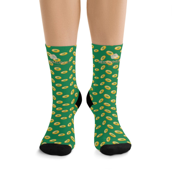 Dark Green Gold Coins Print St. Patrick's Day Unisex Premium One-size Socks-Made in USA-Socks-One size-Heidi Kimura Art LLC