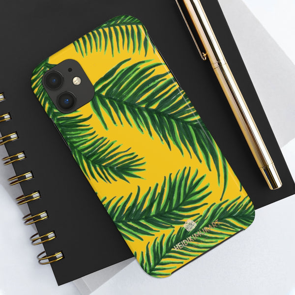 Yellow Tropical Print Phone Case, Palm Leaf Case Mate Tough Phone Cases-Made in USA - Heidikimurart Limited 