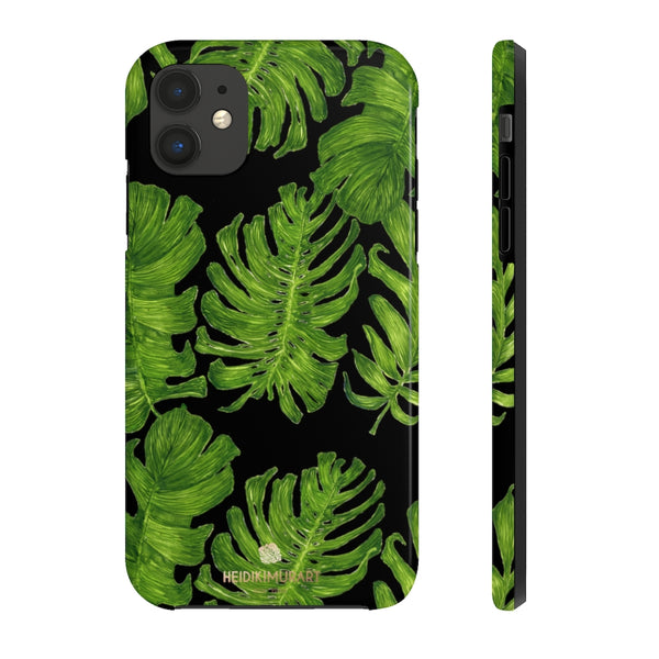 Black Tropical Leaf iPhone Case, Case Mate Tough Samsung Galaxy Phone Cases-Phone Case-Printify-iPhone 11-Heidi Kimura Art LLC
