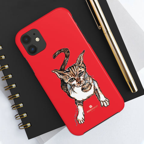 Red Cat Phone Case, Peanut Meow Cat Designer Case Mate Tough Phone Cases-Printed in USA - Heidikimurart Limited 