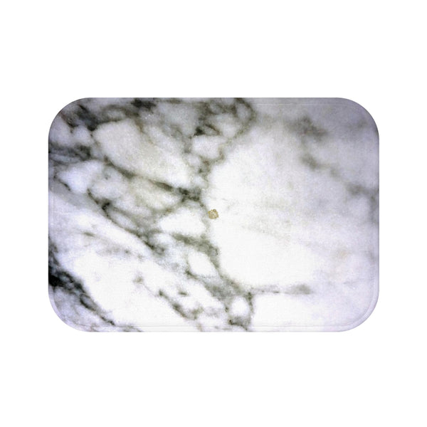 Abstract White Marble Print Bath Mat, 34"x21", 24"x17" Premium Microfiber Rug- Printed in USA-Bath Mat-Small 24x17-Heidi Kimura Art LLC