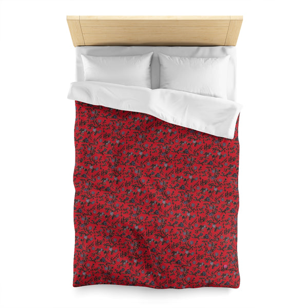 Red Floral Microfiber Duvet Cover