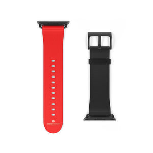 Hot Red Black Dual Solid Color 38 mm/42 mm Watch Band For Apple Watch- Made in USA-Watch Band-38 mm-Black Matte-Heidi Kimura Art LLC