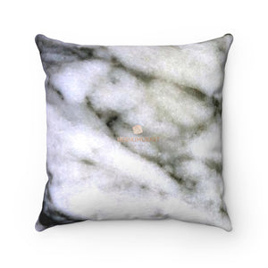Classy White Marble Print Spun Polyester Square Indoor Pillow-Made in USA-Home Decor-14x14-Heidi Kimura Art LLC