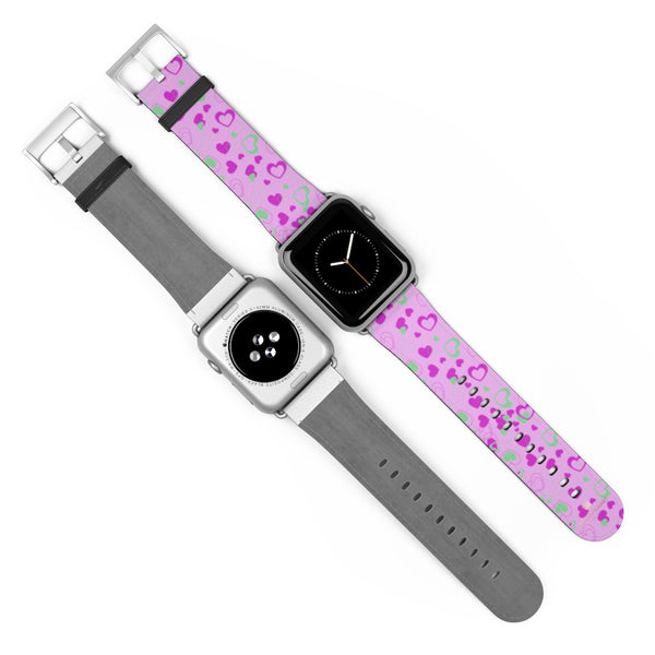 Cute Girlie Pink Hearts Shaped 38mm/42mm Watch Band For Apple Watch- Made in USA-Watch Band-Heidi Kimura Art LLC