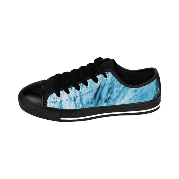 Sky Blue Marble Modern Print Men's Designer Low Top Sneakers Shoes (US Size: 6-14)-Men's Low Top Sneakers-Heidi Kimura Art LLC