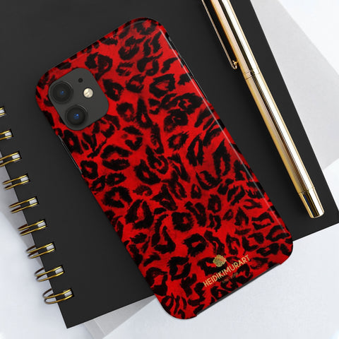 Red Leopard Print Phone Case, Animal Print Case Mate Tough Phone Cases-Made in USA - Heidikimurart Limited 