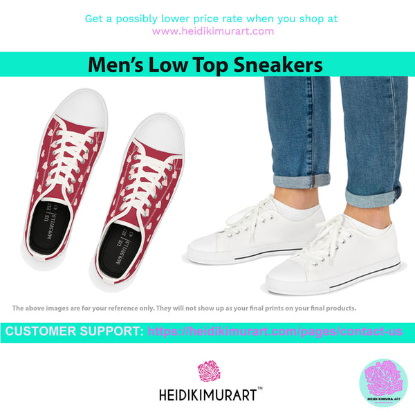 Hot Pink Color Men's Sneakers, Best Solid Pink Color Men's Low Top Fashion Canvas Sneakers Running Shoes