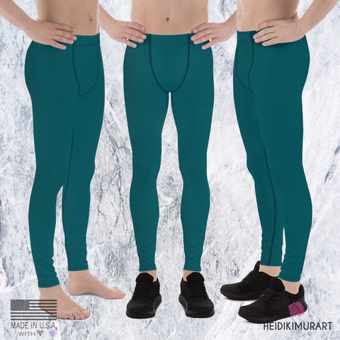 Dark Teal Blue Meggings, Dark Teal Blue Solid Color Premium Classic Elastic Comfy Men's Leggings Fitted Tights Pants - Made in USA/EU/MX (US Size: XS-3XL) Sexy Meggings, Men's Workout Gym Tights Leggings, Compression Tights, Kinky Fetish Men Pants