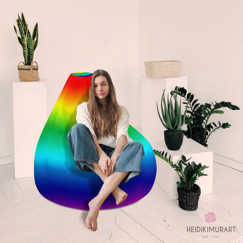 Rainbow Bean Bag Chair, Gay Pride Colorful Modern Minimalist Solid Color Designer Large Sofa Chair w/ filling or Bean Bag Cover Only, Water Resistant Polyester Bean Sofa Bag W: 58"x H: 41", Best Sofa Chair Living Room Seat Indoor Big Furniture