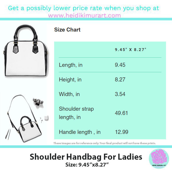 Black Wavy Print Shoulder Handbag, Waves Printed Best Designer Ladies' 9.45" x 8.27" Shoulder Handbag