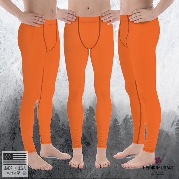Dusty Desert Orange Solid Color Men's Leggings Meggings - Made in USA/EU (US Size: XS-3XL)-Men's Leggings-Heidi Kimura Art LLC