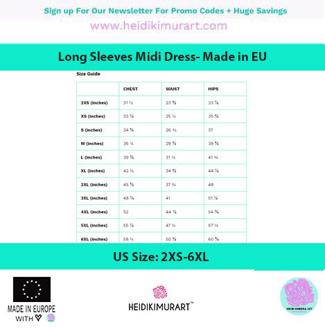 Black Sunflower Floral Dress, Long Sleeve Midi Dress For Women - Made in EU (US Size: 2XS-6XL)