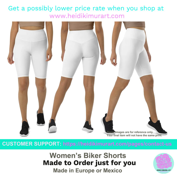 Light Grey Biker Shorts, Solid Color Cycling Workout Short Tights For Women-Made in EU/MX