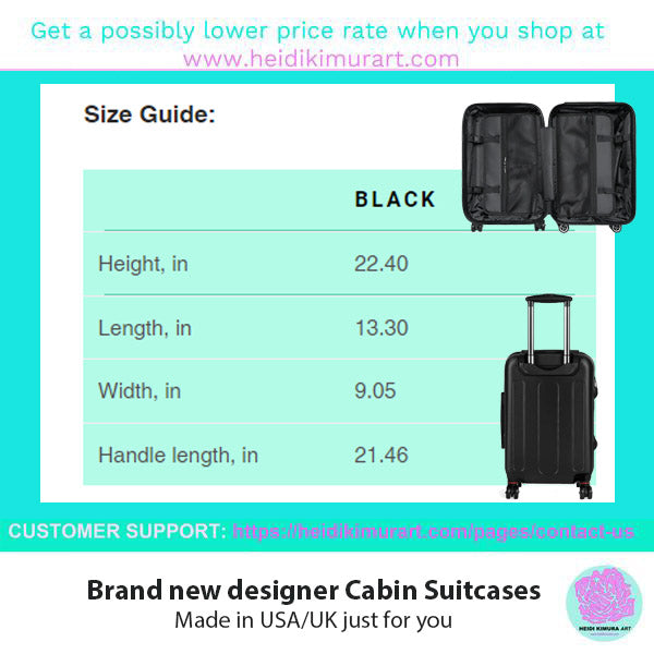 Black Green Crane Cabin Suitcase, Japanese Style Designer Small Carry On Luggage For Men or Women