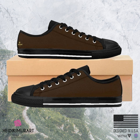 Raw Dark Chocolate Solid Brown Color Designer Men's Running Shoes Low Top Sneakers-Men's Low Top Sneakers-Heidi Kimura Art LLC