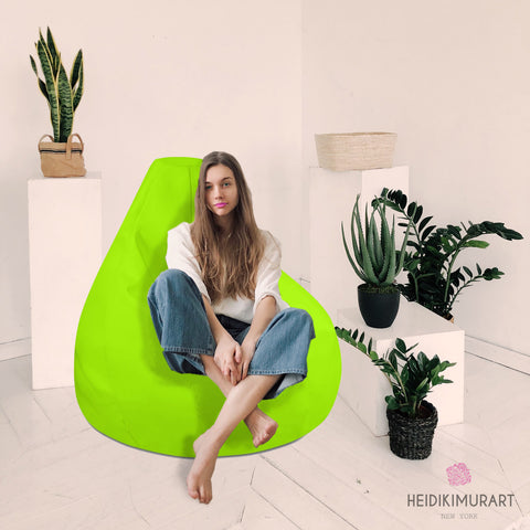  Neon Green Bean Bag Chair, Modern Minimalist Solid Color Designer Large Sofa Chair w/ filling or Bean Bag Cover Only, Water Resistant Polyester Bean Sofa Bag W: 58"x H: 41", Best Sofa Chair Living Room Seat Indoor Big Furniture