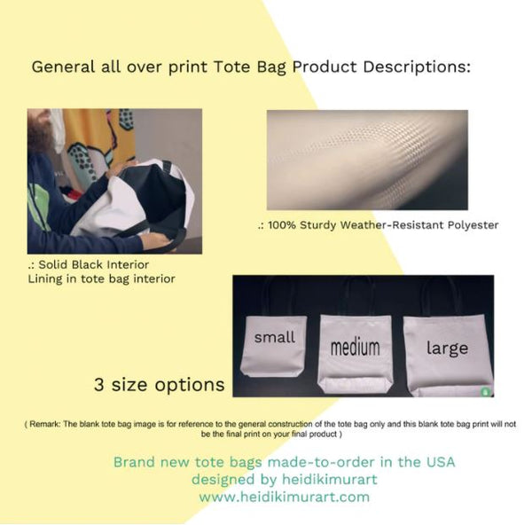 Blue Floral Rose Tote Bag, Floral Print Premium Square 13"x13", 16"x16", 18"x18" Premium Quality Market Tote Bag - Made in USA