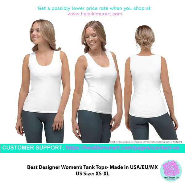 Blue Wavy Women's Tank Top, Waves Pattern Print Designer Soft Elastic Tank Tops For Ladies - Made in USA/EU/MX