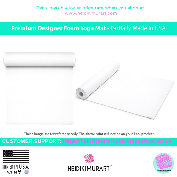 Blue Hearts Foam Yoga Mat, Pink and Pastel Blue Hearts Pattern Best Lightweight 0.25" thick Mat - Printed in USA (Size: 24″x72")