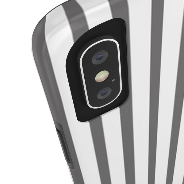 Grey Striped iPhone Case, Designer Case Mate Tough Samsung Galaxy Phone Cases-Phone Case-Printify-Heidi Kimura Art LLC