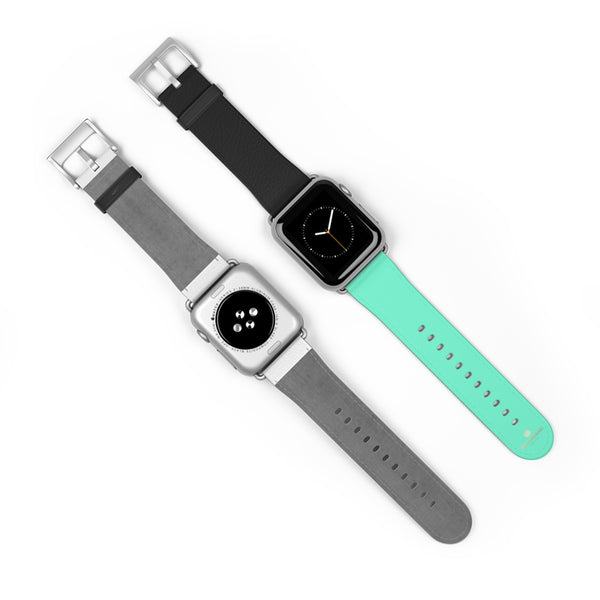 Dual Color Black & Light Blue 38mm/ 42mm Watch Band For Apple Watch- Made in USA-Watch Band-Heidi Kimura Art LLC