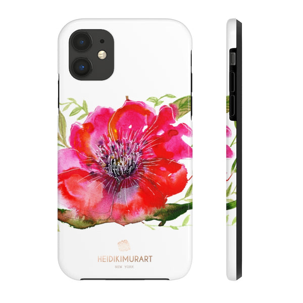 Red Hibiscus Floral Print Phone Case, Flower Case Mate Tough Phone Cases-Made in USA - Heidikimurart Limited 