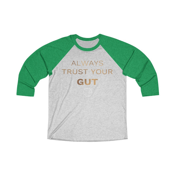 Motivational Unisex T-Shirt, Tri-Blend 3/4 Raglan Tee With Quote -Made in USA (US Size: S-2XL)-Long-sleeve-XS-Envy / Heather White-Heidi Kimura Art LLC
