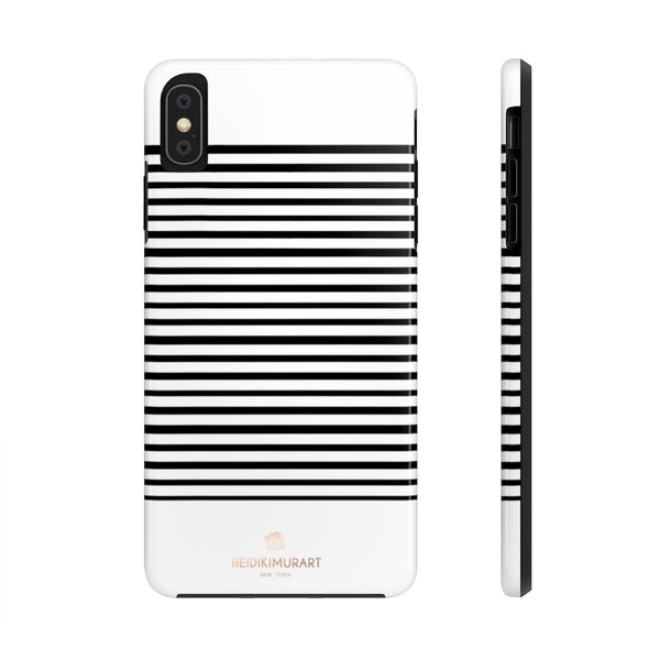 Black White Striped iPhone Case, Case Mate Tough Samsung Galaxy Phone Cases-Phone Case-Printify-iPhone XS MAX-Heidi Kimura Art LLC