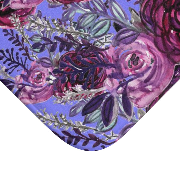 Purple Violet Rose Floral Print Design Anti-Slip Microfiber Bath Mat - Made in USA-Bath Mat-Heidi Kimura Art LLC