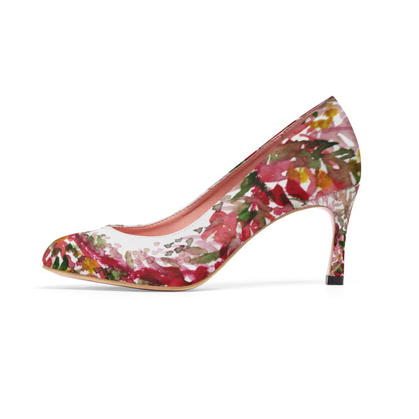 Red Leaves Floral Autumn/ Fall Print Women's Designer 3" High Heels Shoes (US Size 5-11)-3 inch Heels-Heidi Kimura Art LLC