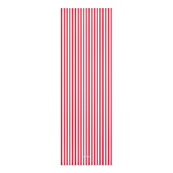 Red Stripes Foam Yoga Mat, Modern Essential Vertical Stripes Red and White Stylish Lightweight 0.25" thick Best Designer Gym or Exercise Sports Athletic Yoga Mat Workout Equipment - Printed in USA (Size: 24″x72")