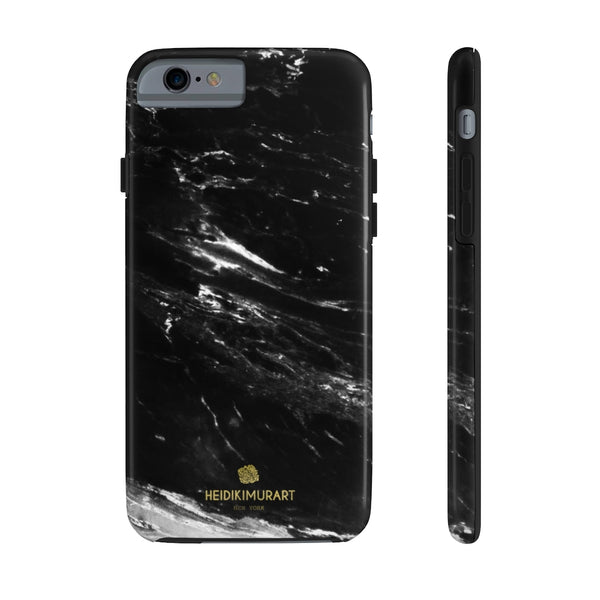 Black Marble Print Phone Case, Designer Case Mate Tough Phone Cases-Made in USA - Heidikimurart Limited 