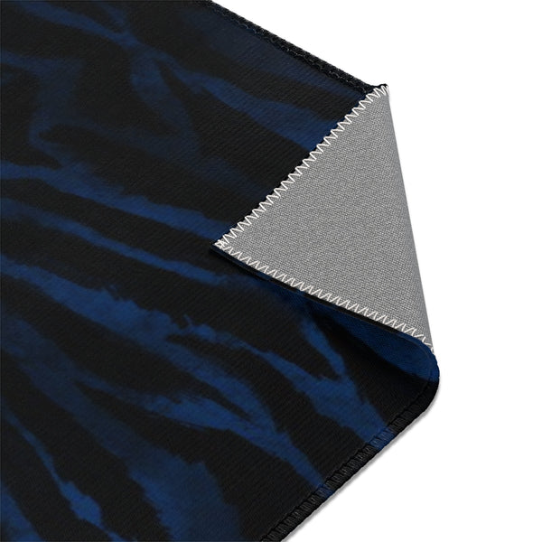Navy Blue Black Tiger Stripe Animal Print Designer Indoor Area Rug - Printed in USA-Area Rug-Heidi Kimura Art LLC