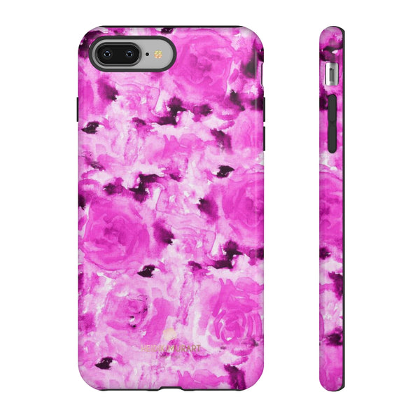 Hot Pink Floral Print Phone Case, Abstract Print Tough Cases, Designer Phone Case-Made in USA-Phone Case-Printify-iPhone 8 Plus-Glossy-Heidi Kimura Art LLC