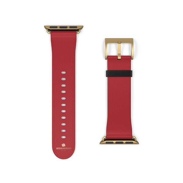Burgundy Red Solid Color 38mm/42mm Watch Band For Apple Watches- Made in USA-Watch Band-38 mm-Gold Matte-Heidi Kimura Art LLC
