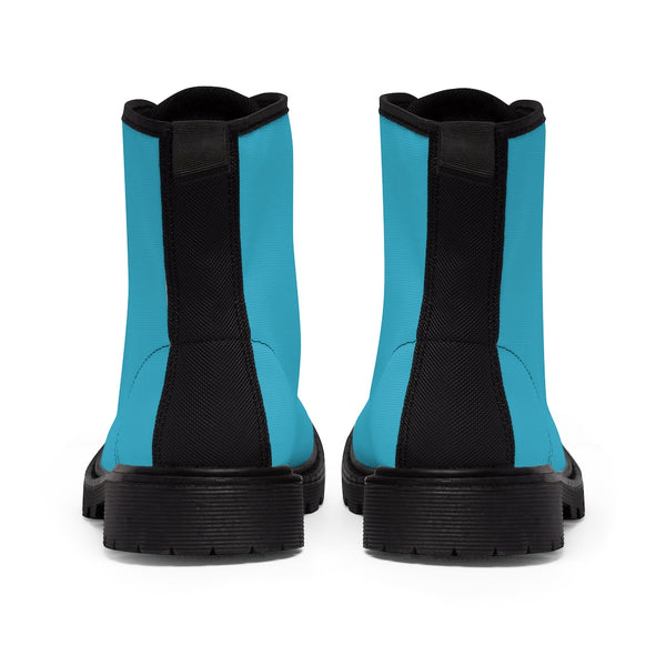 Blue Men's Boots, Solid Color Print Men's Canvas Winter Bestseller Premium Quality Laced Up Boots Anti Heat + Moisture Designer Men's Winter Boots (US Size: 7-10.5)
