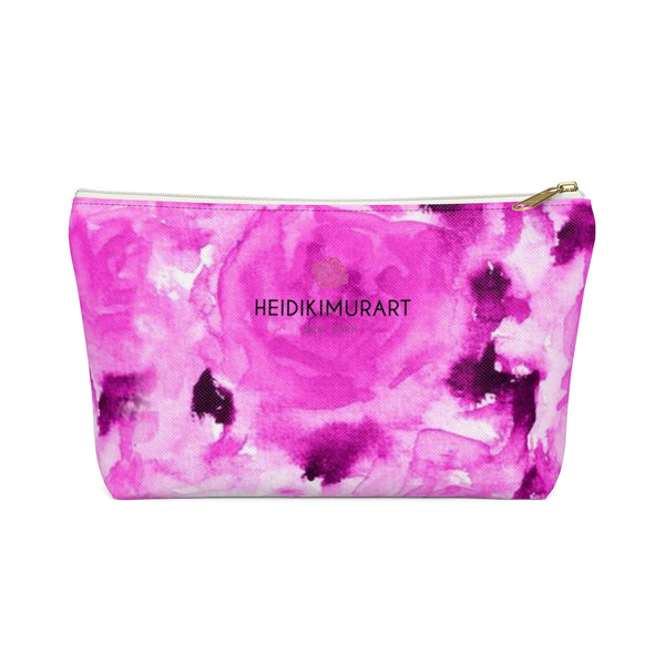 Pink Olympia Sweet Pink Rose Floral Designer Accessory Pouch with T-bottom-Accessory Pouch-White-Small-Heidi Kimura Art LLC