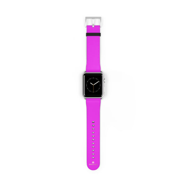 Hot Pink Solid Color Solid Color 38mm/42mm Watch Band For Apple Watches- Made in USA-Watch Band-42 mm-Silver Matte-Heidi Kimura Art LLC