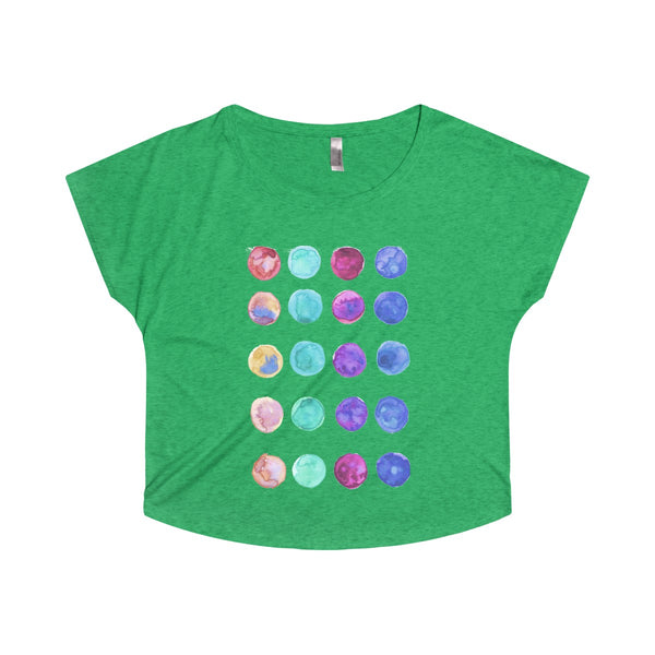 Cute Watercolor Dots Print Women's Tri-Blend T-Shirt Made in U.S.A. (US Size: S-XL)-T-Shirt-S-Tri-Blend Envy-Heidi Kimura Art LLC