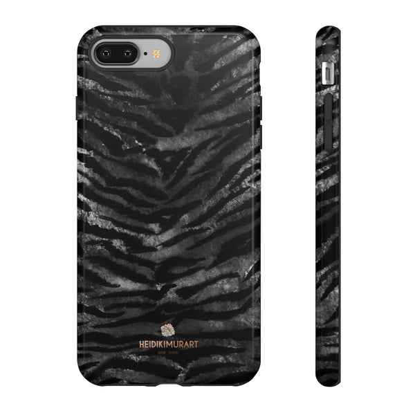 Black Tiger Stripe Tough Cases, Animal Print Best Designer Phone Case-Made in USA-Phone Case-Printify-iPhone 8 Plus-Glossy-Heidi Kimura Art LLC