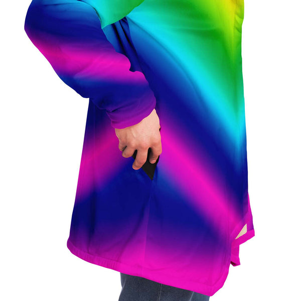 Rainbow Ombre Microfiber Fleece Jacket-Microfleece Cloak - AOP-Subliminator-Heidi Kimura Art LLC