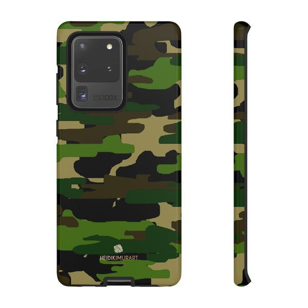 Green Brown Camouflage Phone Case, Army Military Print Tough Designer Phone Case -Made in USA-Phone Case-Printify-Samsung Galaxy S20 Ultra-Glossy-Heidi Kimura Art LLC