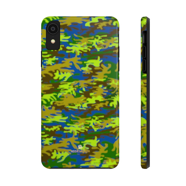 Blue Green Camo iPhone Case, Case Mate Tough Samsung Galaxy Phone Cases-Phone Case-Printify-iPhone XR-Heidi Kimura Art LLC